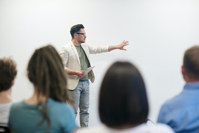 A professor giving a lecture